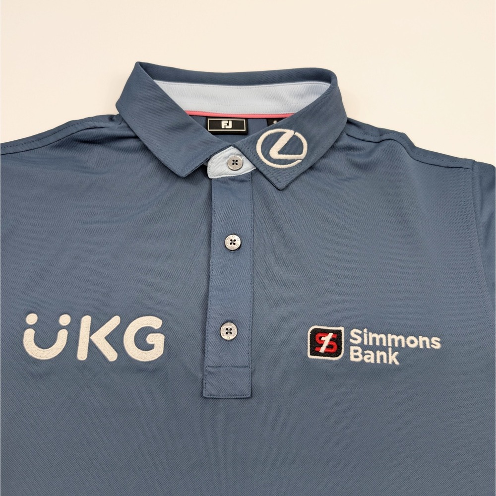 FootJoy Tour Issue Polo Mens Small Blue Performance Golf Embroidered Logos‎ - Picture 4 of 9